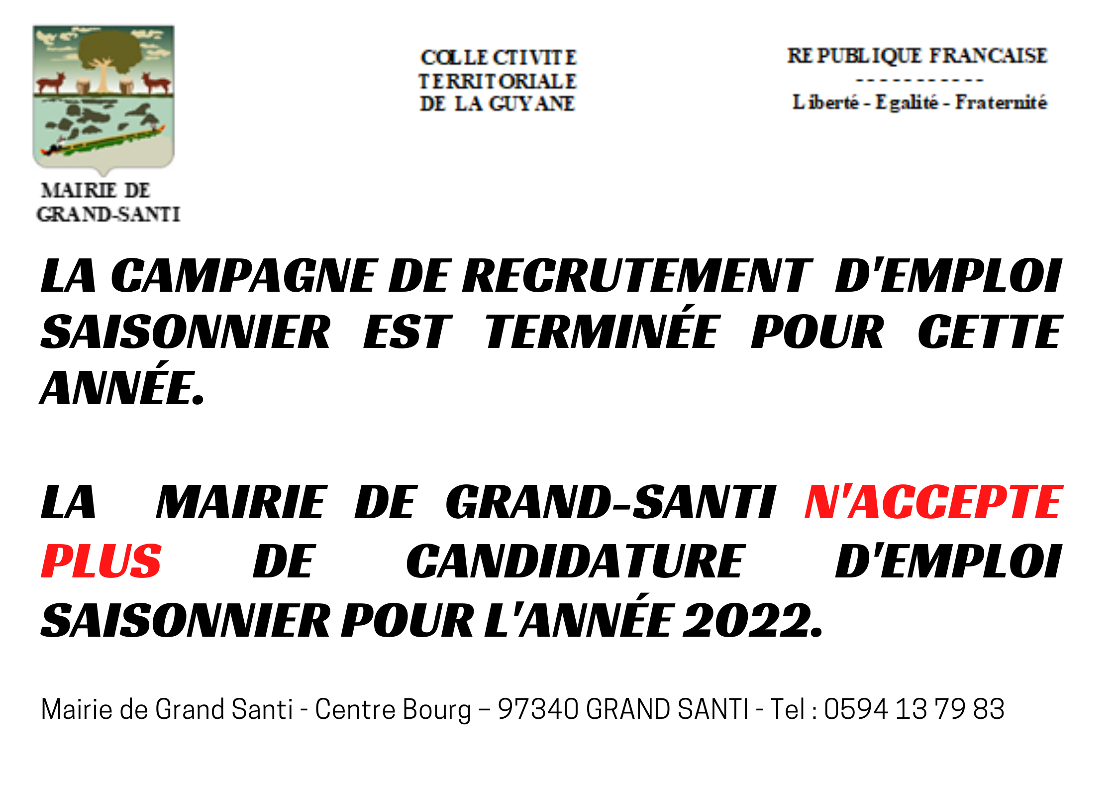 EMPLOI SAISONNIER 2022